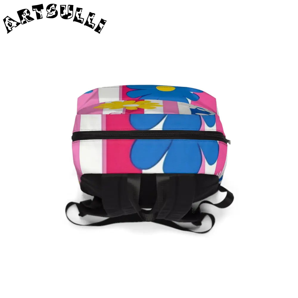Floral Stripe Unisex Classic Backpack for All-Day Comfort, Artsulli - Art is Long, Life is Short, Bags, , , , , , , 