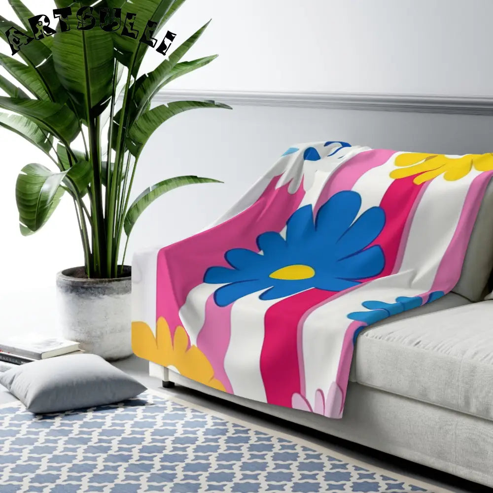 JAKKOUTTHEBXX Floral Striped Sherpa Fleece Blanket 2025