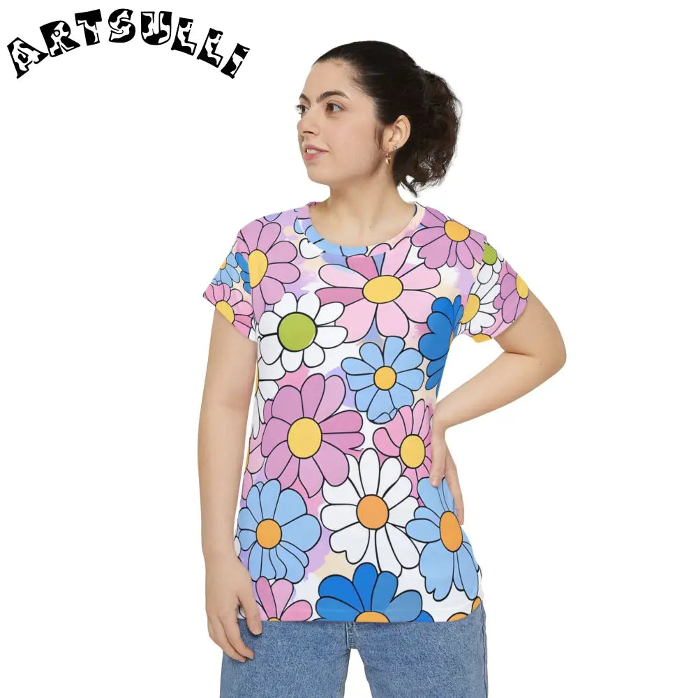 Floral Tee Color Automatically Matched Seams, Artsulli - Art is Long, Life is Short, All Over Prints, , , , , , , 