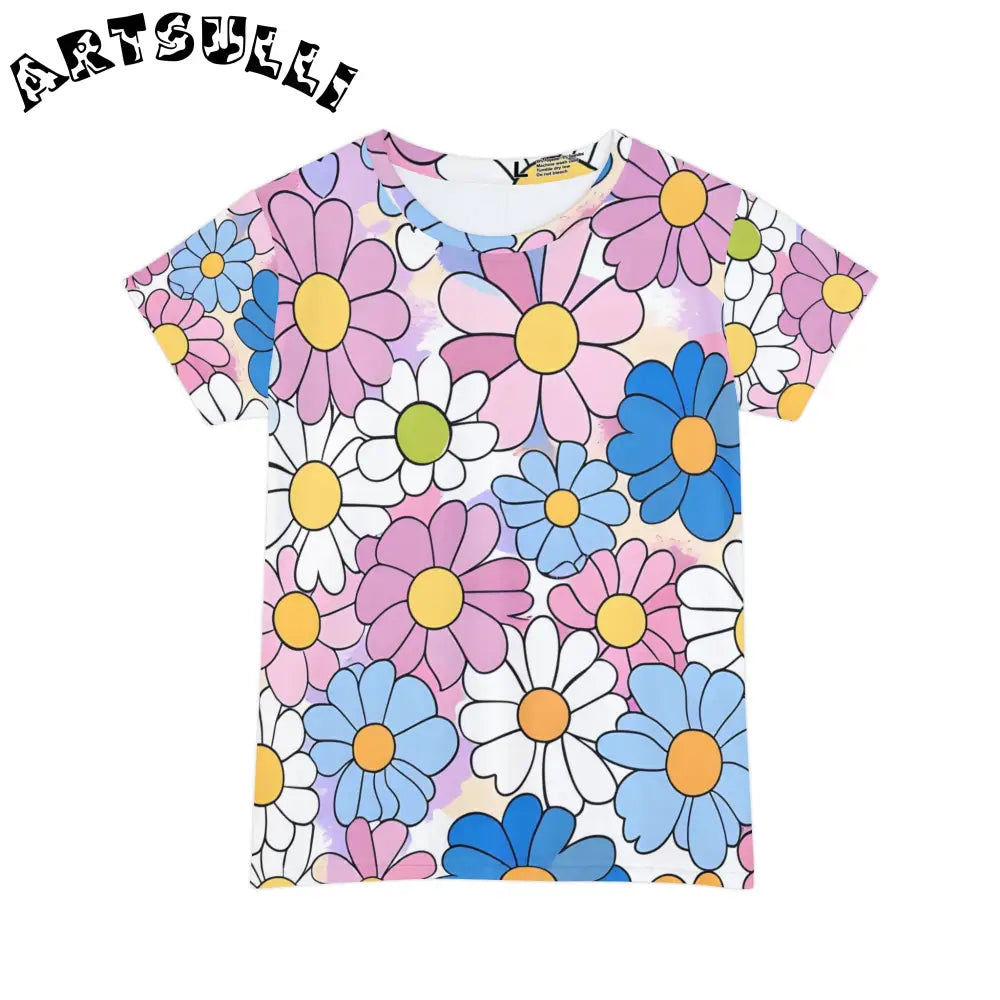 Floral Tee Color Automatically Matched Seams, Artsulli - Art is Long, Life is Short, All Over Prints, Size, XS, , , , , 53779292622677