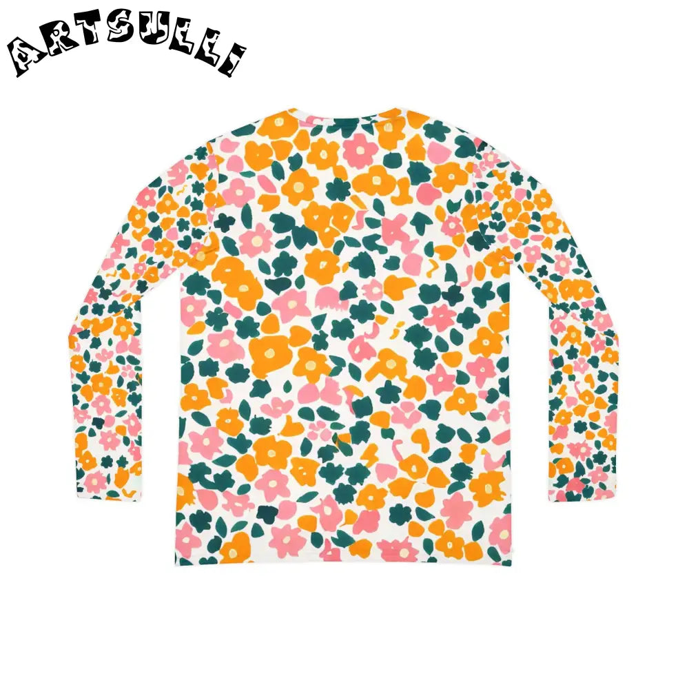 Floral V-Neck Long Sleeve Shirt, Artsulli - Art is Long, Life is Short, All Over Prints, , , , , , , 