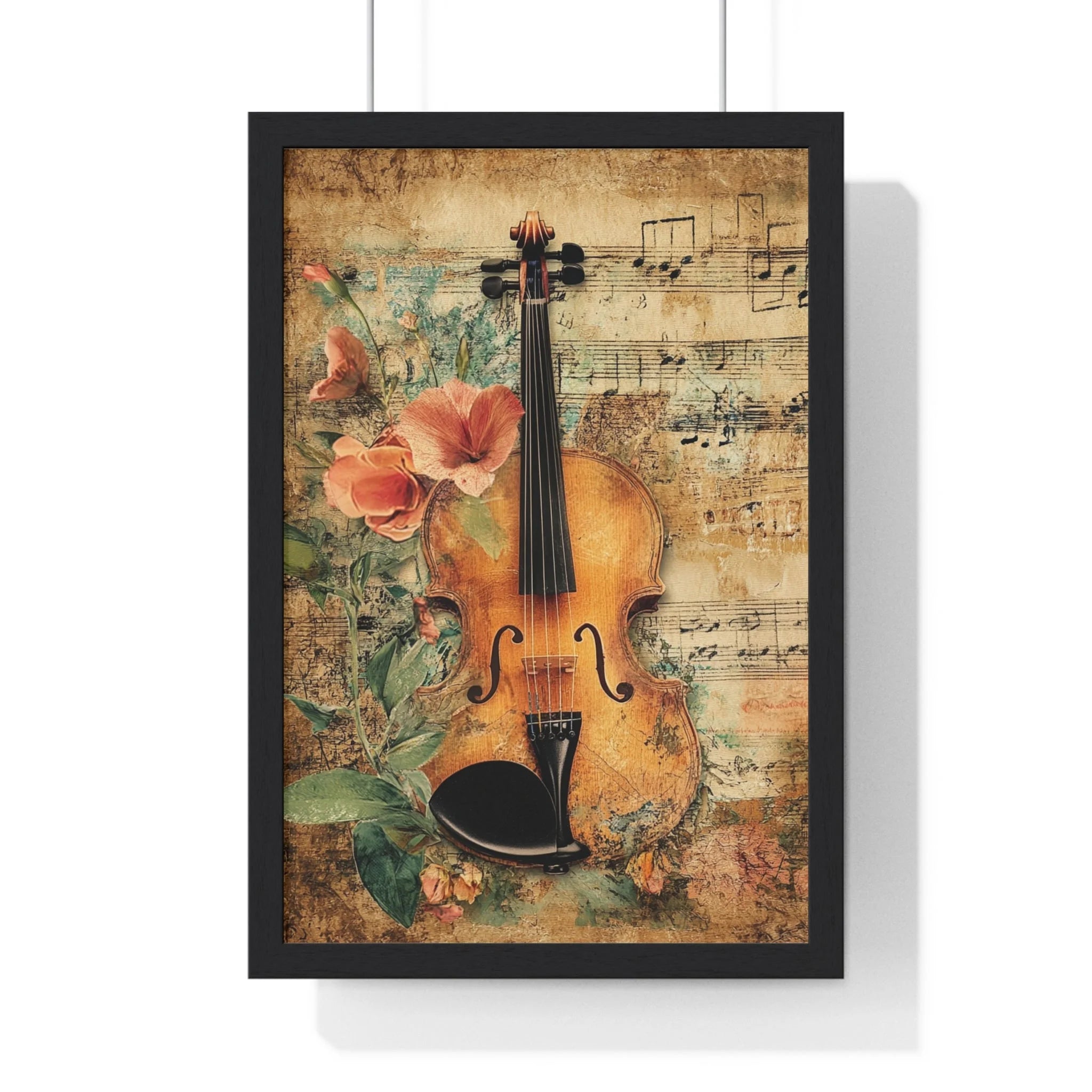 Buy The Best vintage violin floral design sheet By Artsulli x Color Printify - Floral Violin and Sheet Music Framed Print - 2025