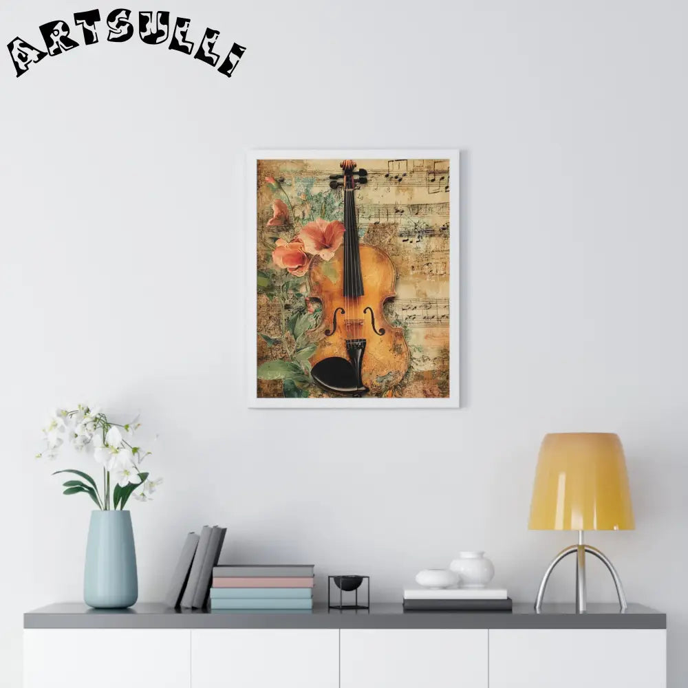 Floral Violin and Sheet Music Framed Print, Artsulli - Art is Long, Life is Short, Poster, , , , , , , 