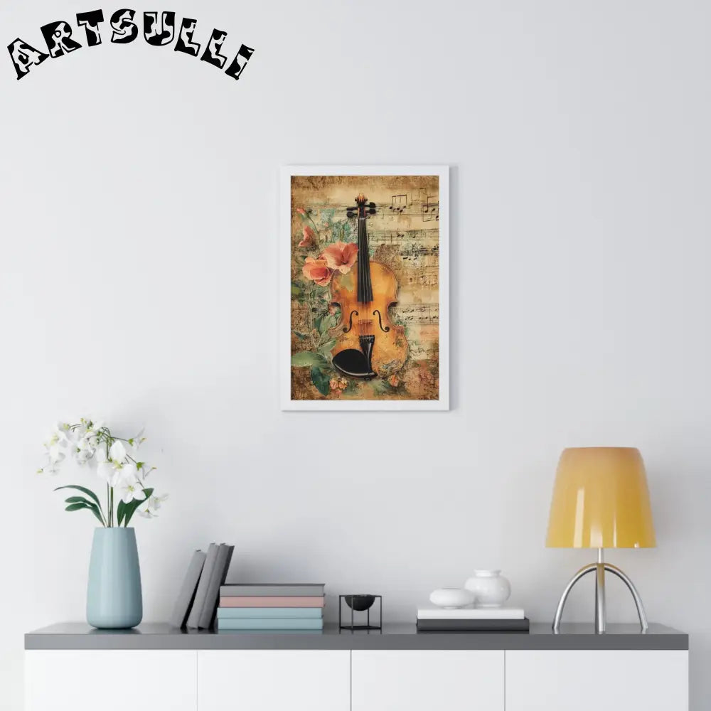 Floral Violin and Sheet Music Framed Print, Artsulli - Art is Long, Life is Short, Poster, , , , , , , 