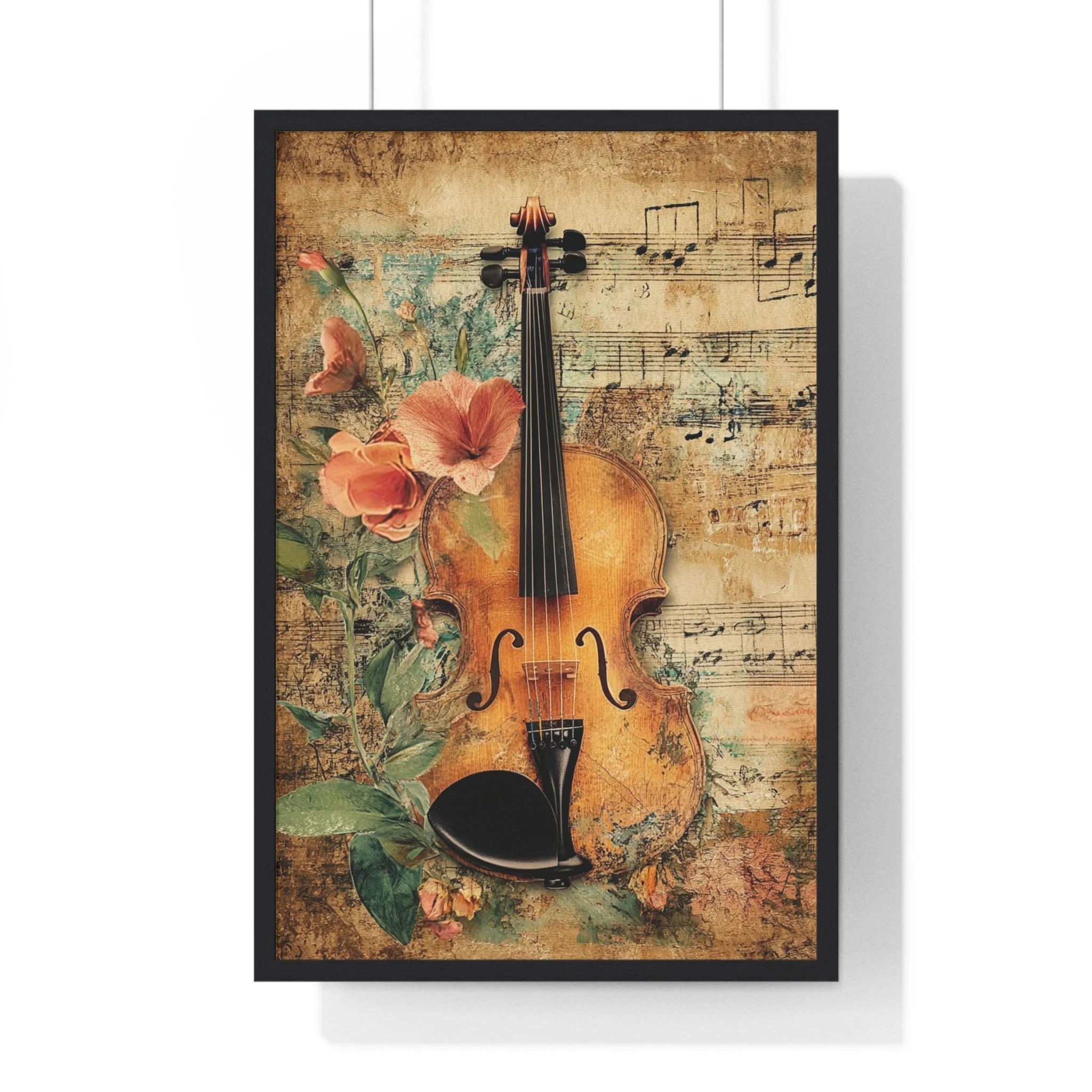 Buy The Best framed print violin sheet music By Artsulli x Color Printify - Floral Violin and Sheet Music Framed Print - 2025