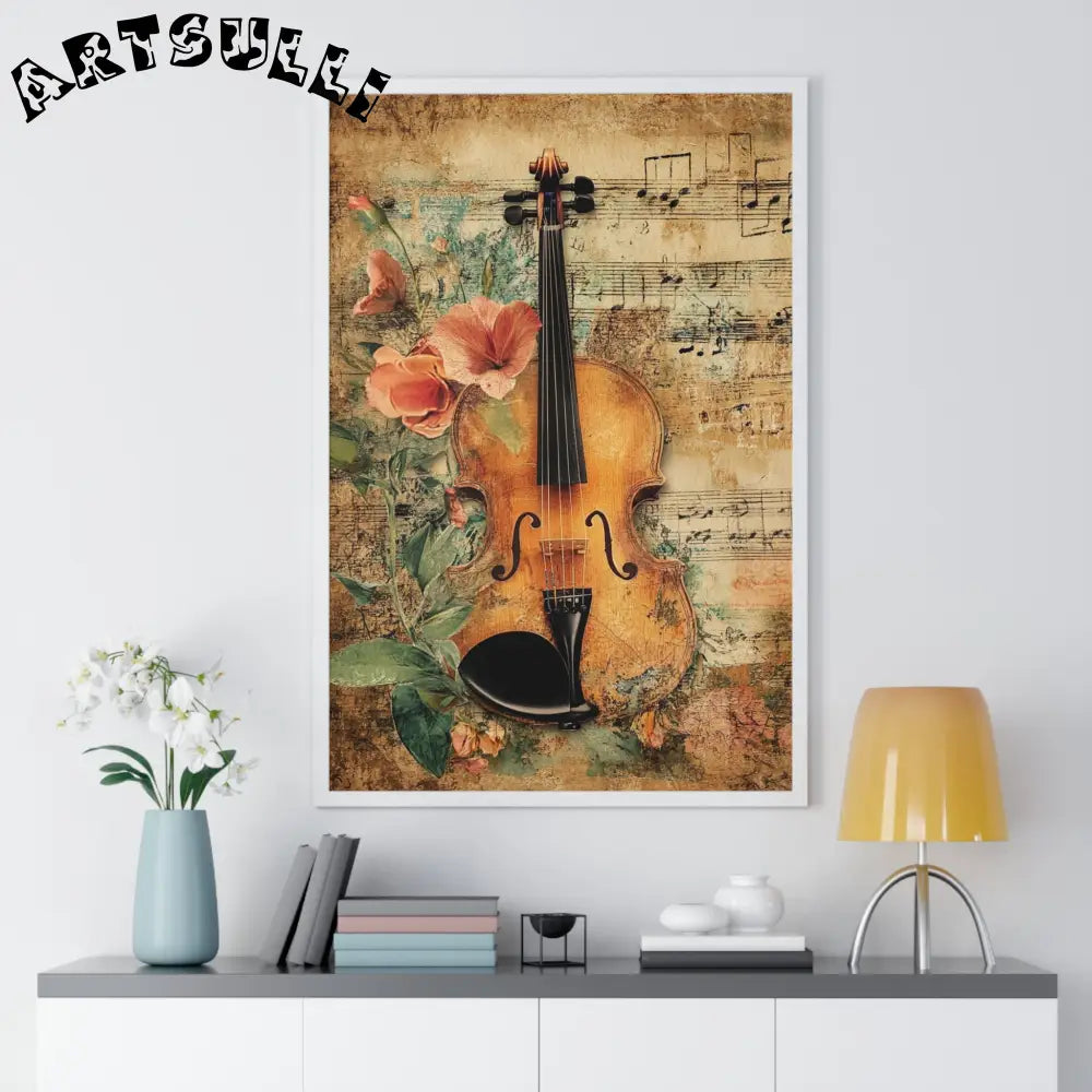Floral Violin and Sheet Music Framed Print, Artsulli - Art is Long, Life is Short, Poster, , , , , , , 