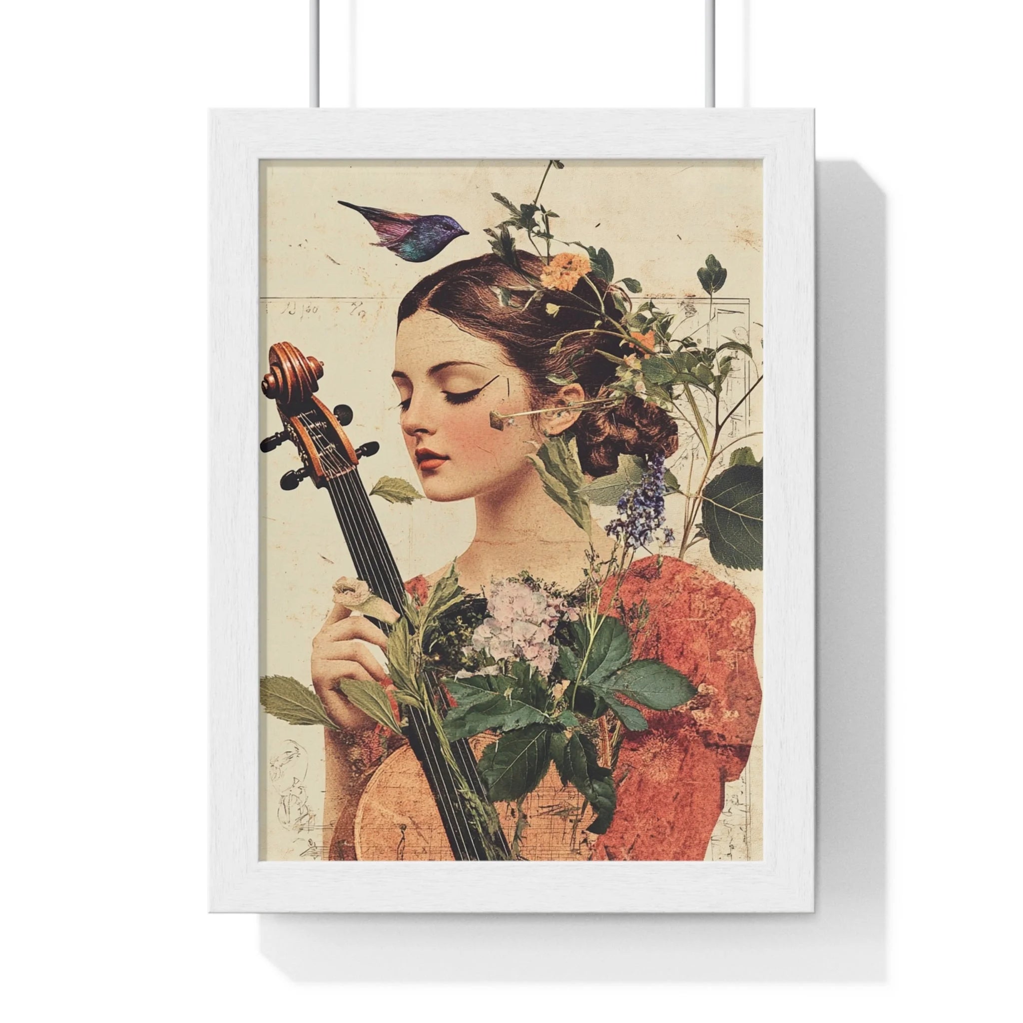 Buy The Best red floral dress cello birds By Artsulli x Color Printify - Floral Violinist with Bird Framed Poster - 2025