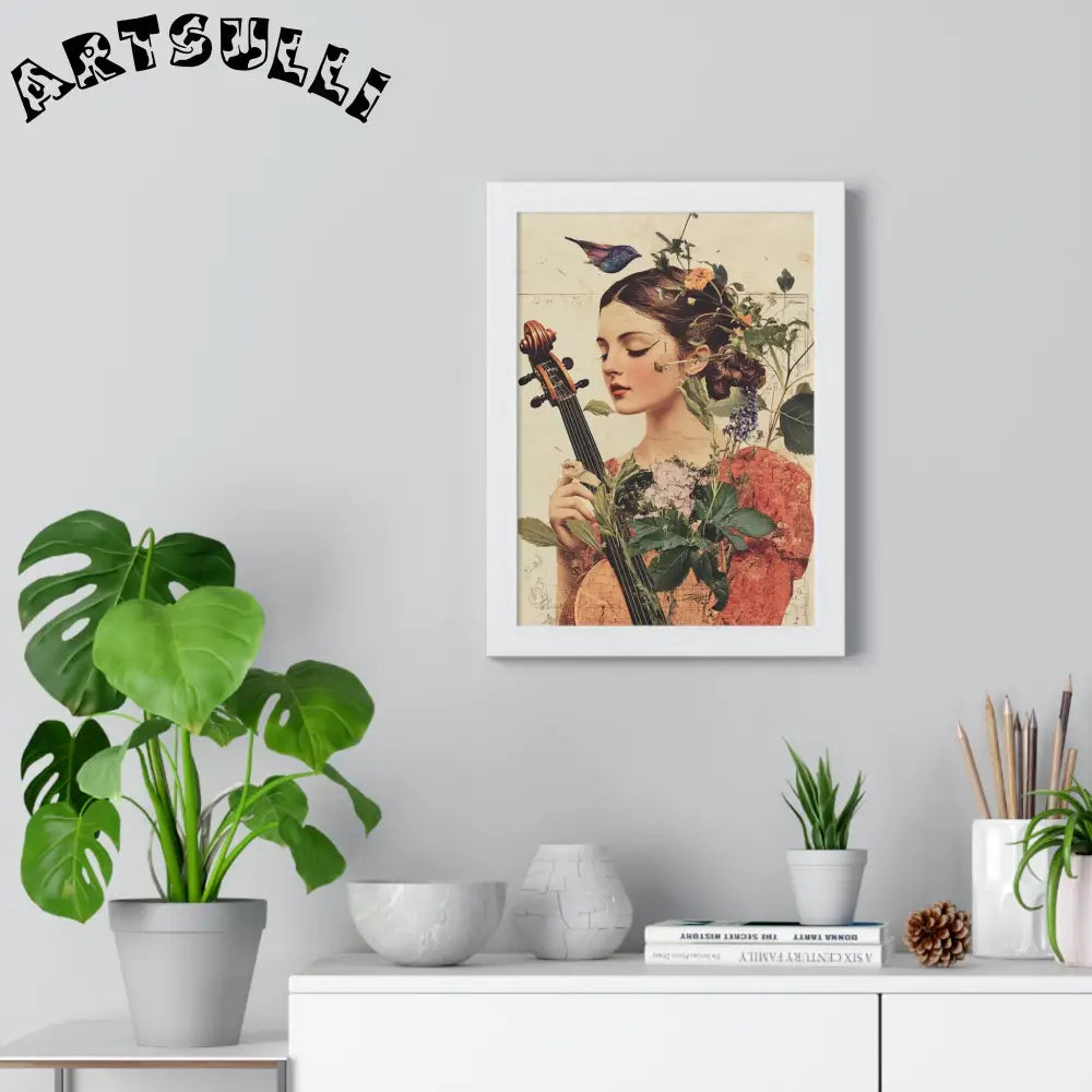 Floral Violinist with Bird Framed Poster, Artsulli - Art is Long, Life is Short, Poster, , , , , , , 
