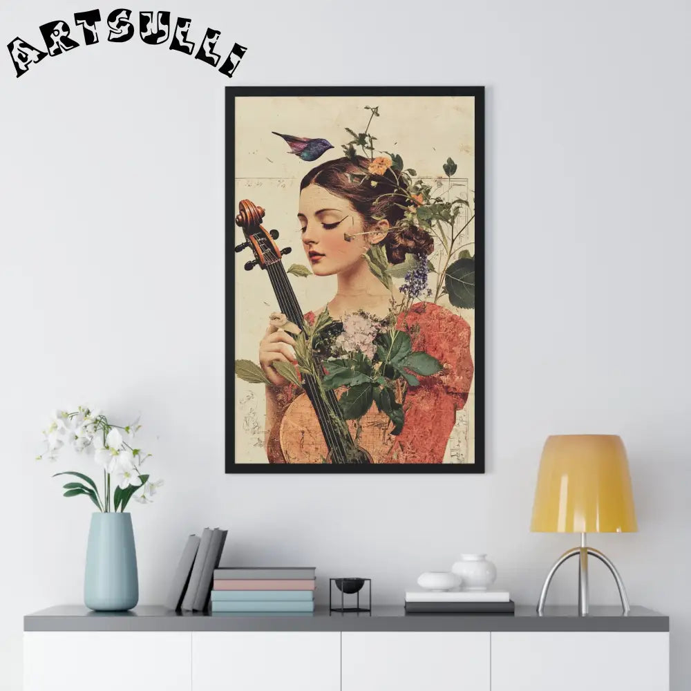 Floral Violinist with Bird Framed Poster, Artsulli - Art is Long, Life is Short, Poster, , , , , , , 