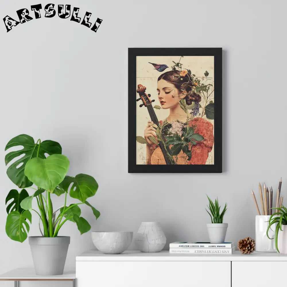 Floral Violinist with Bird Framed Poster, Artsulli - Art is Long, Life is Short, Poster, , , , , , , 
