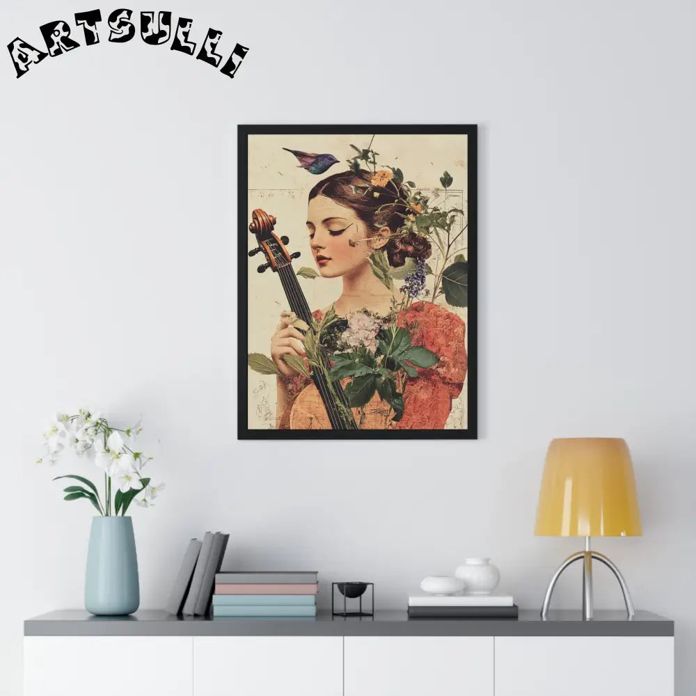 Floral Violinist with Bird Framed Poster, Artsulli - Art is Long, Life is Short, Poster, , , , , , , 