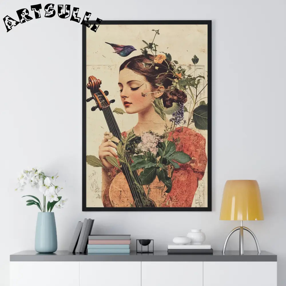 Floral Violinist with Bird Framed Poster, Artsulli - Art is Long, Life is Short, Poster, , , , , , , 
