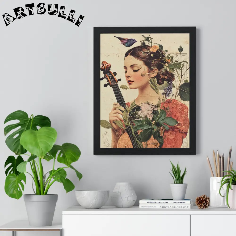 Floral Violinist with Bird Framed Poster, Artsulli - Art is Long, Life is Short, Poster, , , , , , , 