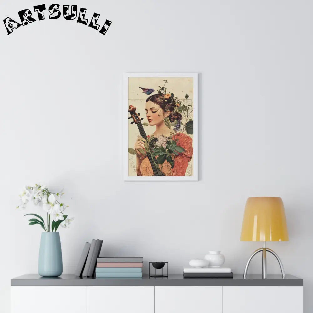 Floral Violinist with Bird Framed Poster, Artsulli - Art is Long, Life is Short, Poster, , , , , , , 