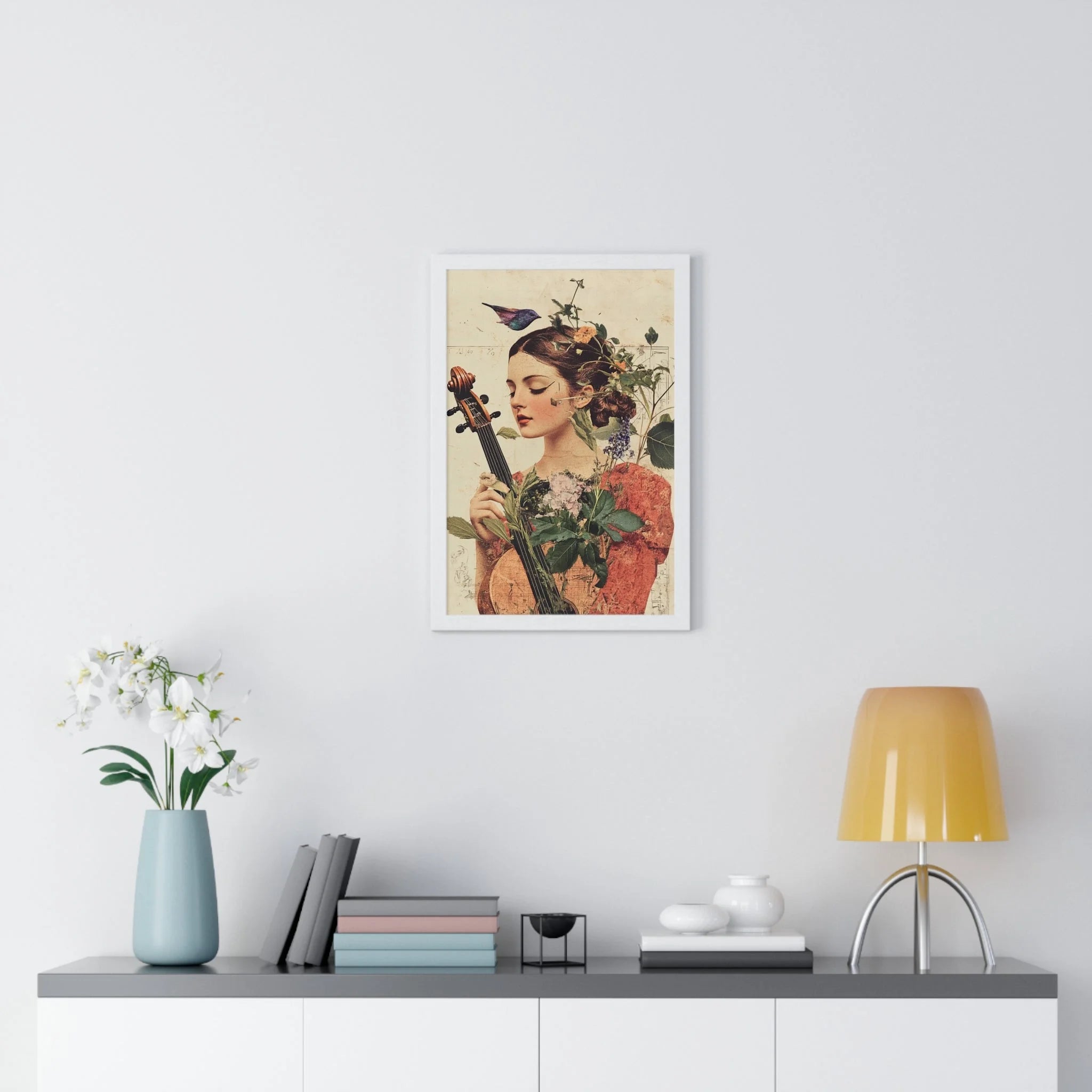Buy The Best vintage-style cello art print floral By Artsulli x Color Printify - Floral Violinist with Bird Framed Poster - 2025
