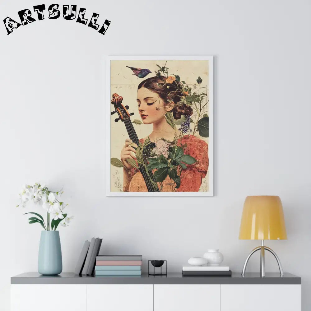 Floral Violinist with Bird Framed Poster, Artsulli - Art is Long, Life is Short, Poster, , , , , , , 