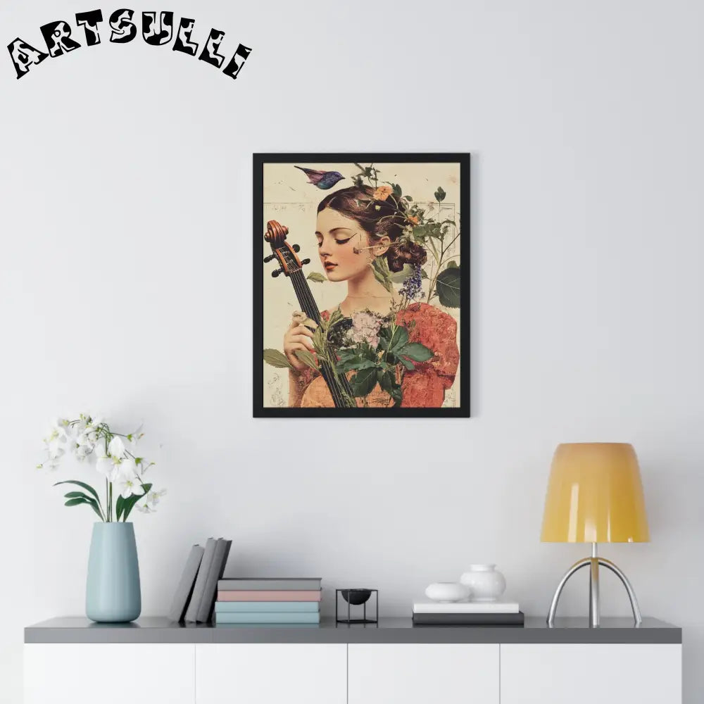 Floral Violinist with Bird Framed Poster, Artsulli - Art is Long, Life is Short, Poster, , , , , , , 