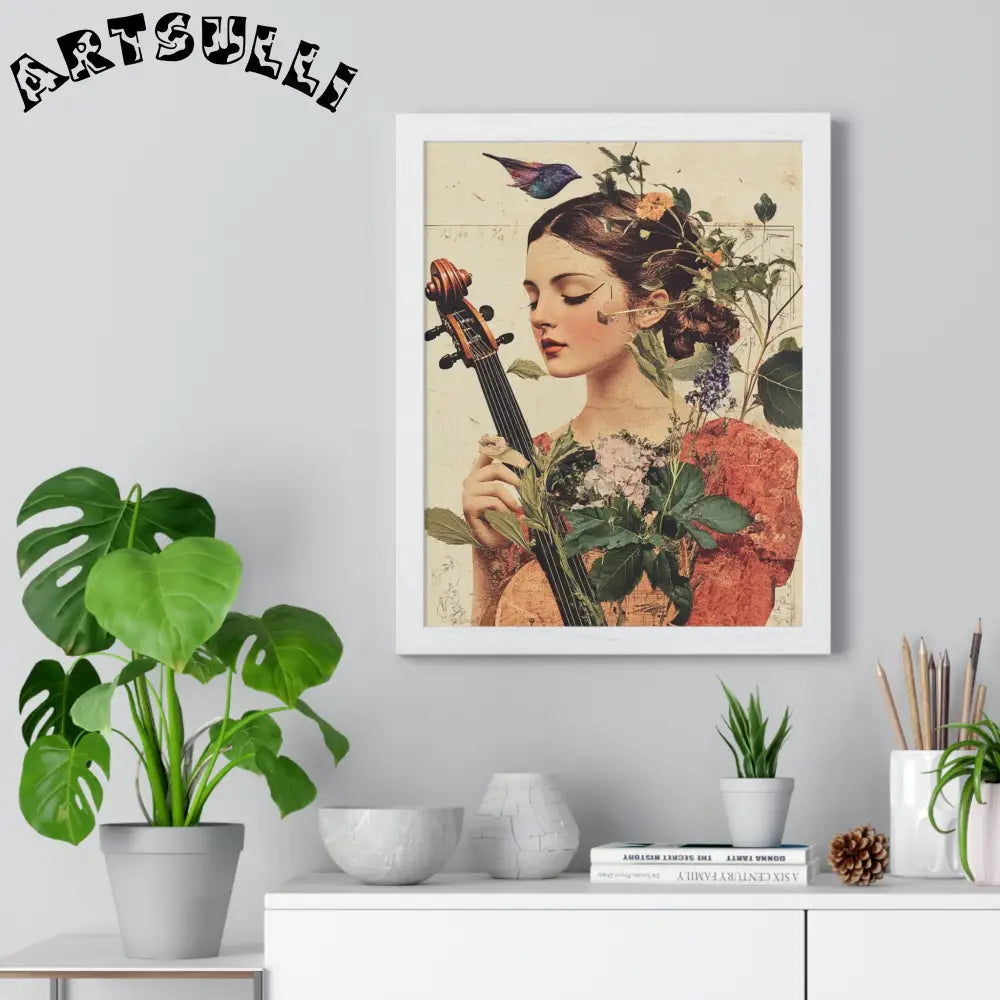 Floral Violinist with Bird Framed Poster, Artsulli - Art is Long, Life is Short, Poster, , , , , , , 