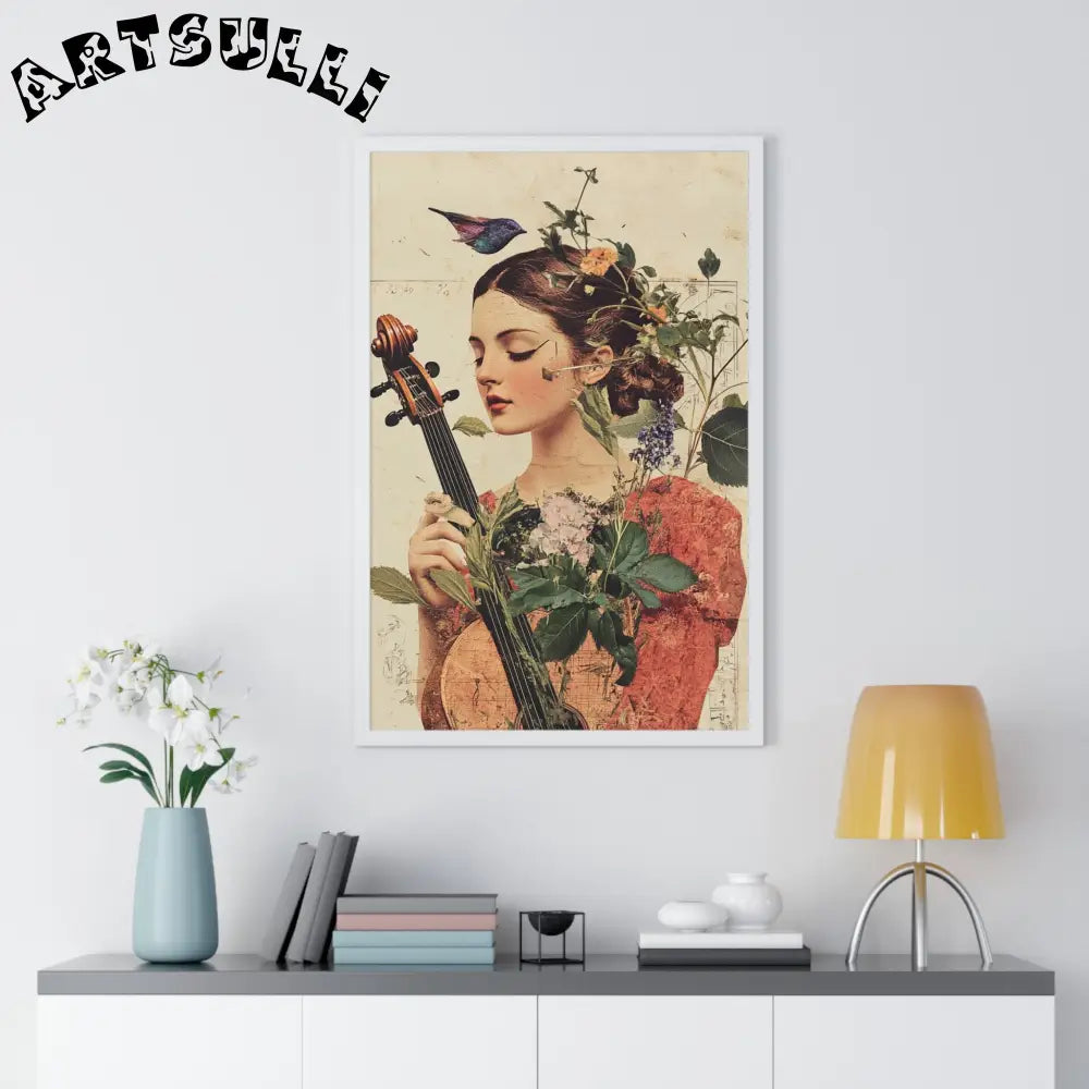 Floral Violinist with Bird Framed Poster, Artsulli - Art is Long, Life is Short, Poster, , , , , , , 