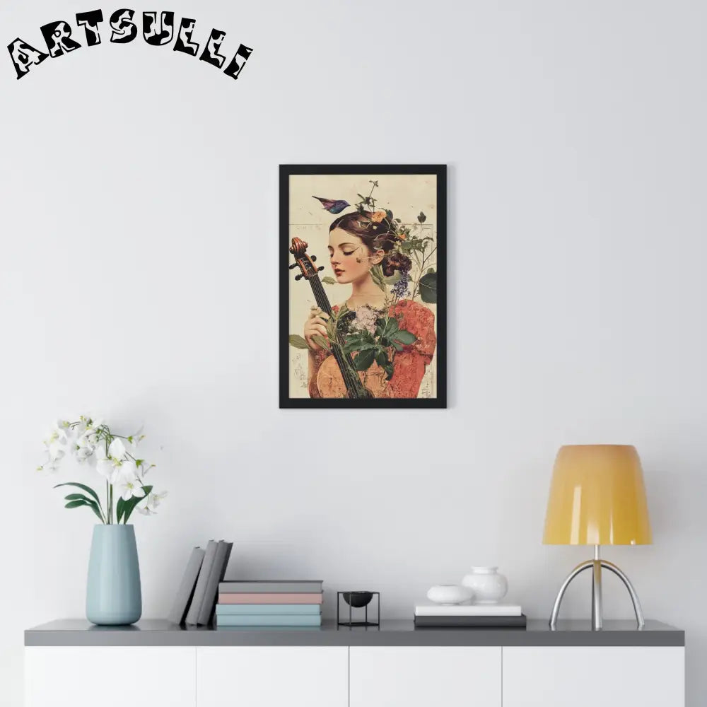 Floral Violinist with Bird Framed Poster, Artsulli - Art is Long, Life is Short, Poster, , , , , , , 
