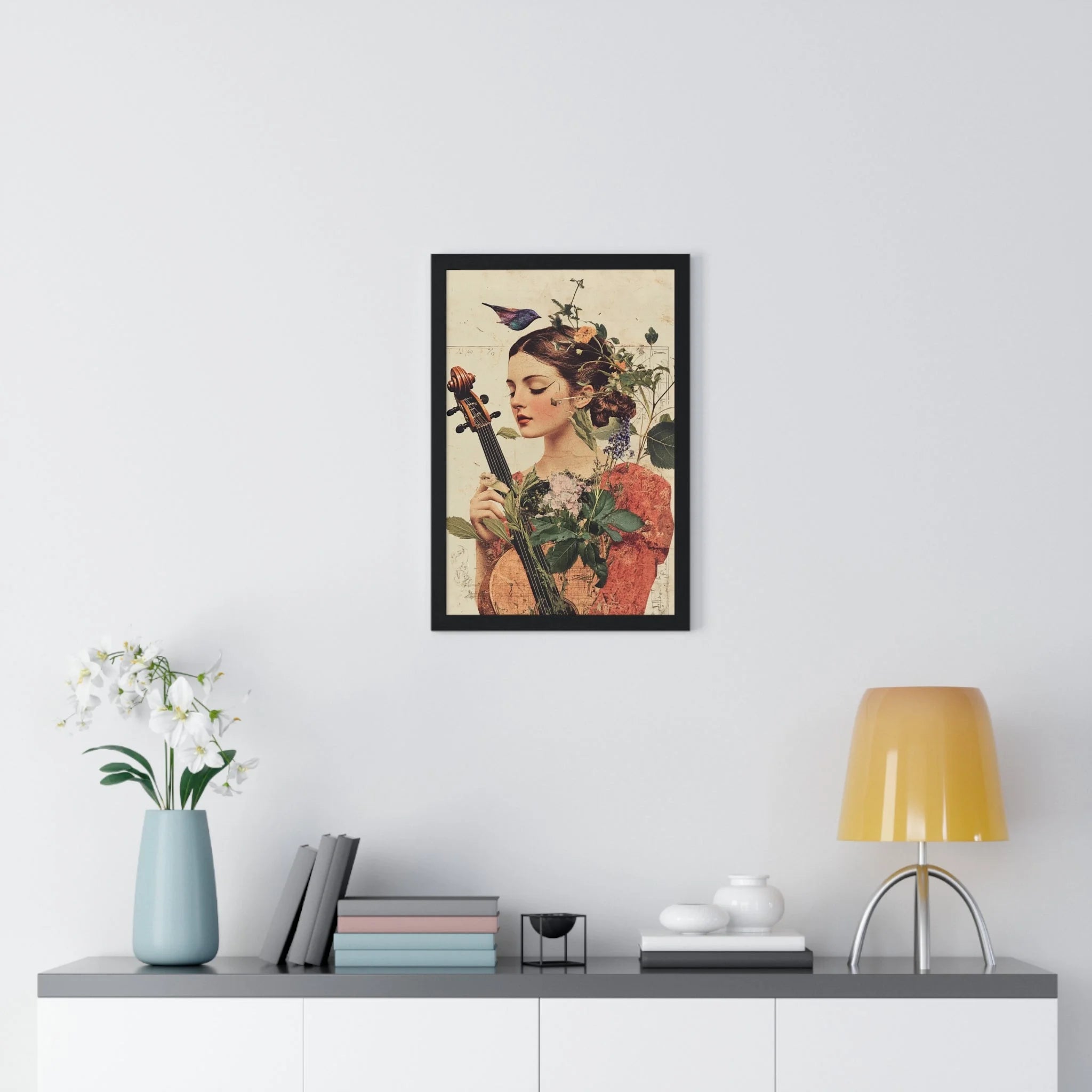 Buy The Best black framed artwork floral bird By Artsulli x Color Printify - Floral Violinist with Bird Framed Poster - 2025
