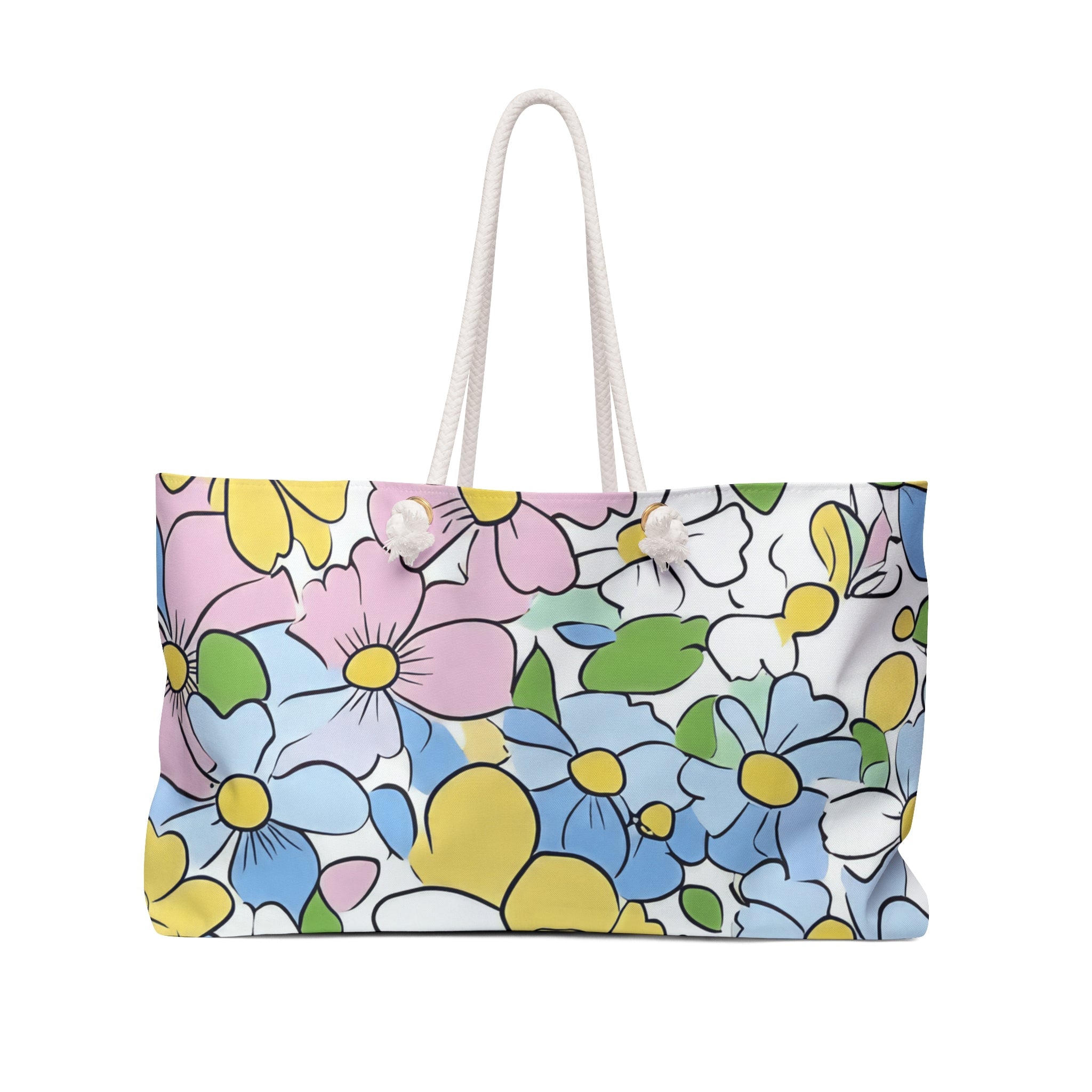 Floral Weekender Tote with Rope Handles, Artsulli - Art is Long, Life is Short, Bags, Size, 24" × 13", , , , , 19686688139856265717