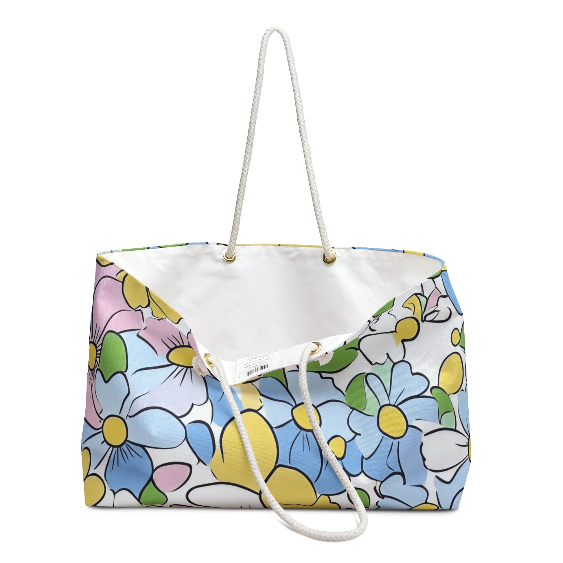 Floral Weekender Tote with Rope Handles, Artsulli - Art is Long, Life is Short, Bags, , , , , , , 