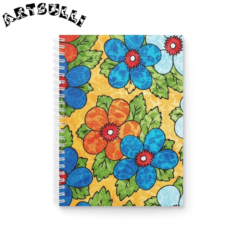 JAKKOUTTHEBXX Floral Wide-Ruled Spiral Notebook 2025