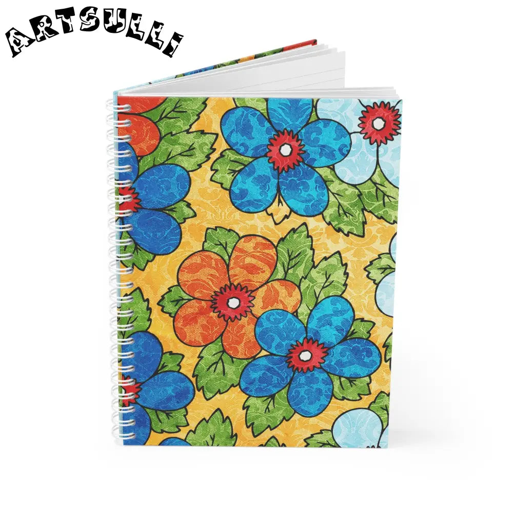 JAKKOUTTHEBXX Floral Wide-Ruled Spiral Notebook 2025