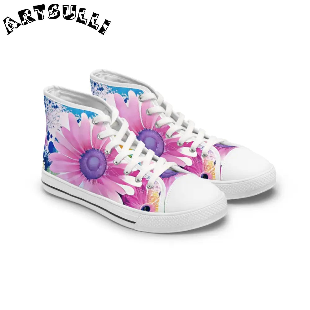 Floral Women’s High Top Breathable Canvas Sneakers, Artsulli - Art is Long, Life is Short, Shoes, Size, US 5.5, Color, White sole, , , 27991002252959996661