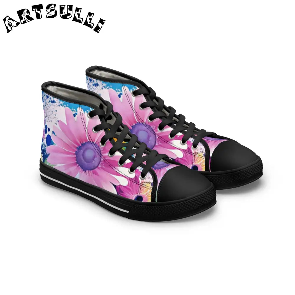 Floral Women’s High Top Breathable Canvas Sneakers, Artsulli - Art is Long, Life is Short, Shoes, Size, US 5.5, Color, Black sole, , , 18108170187738160634