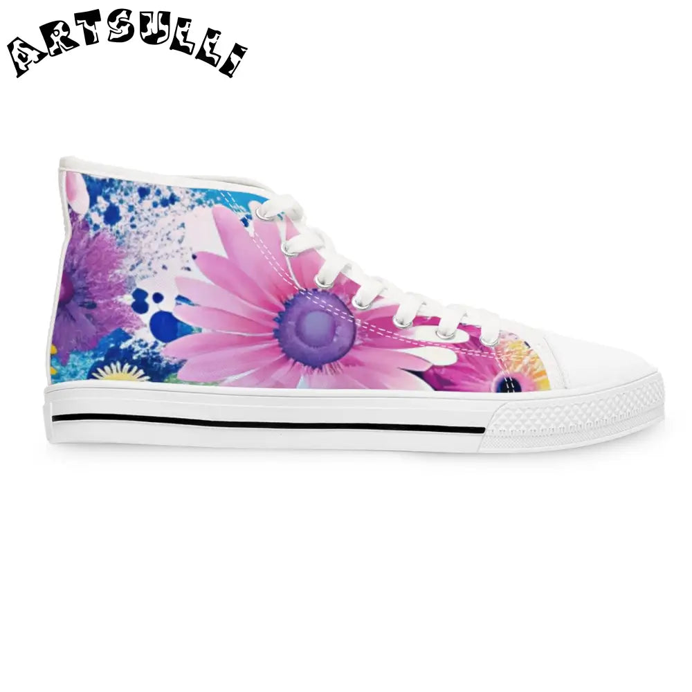 Floral Women’s High Top Breathable Canvas Sneakers, Artsulli - Art is Long, Life is Short, Shoes, , , , , , , 