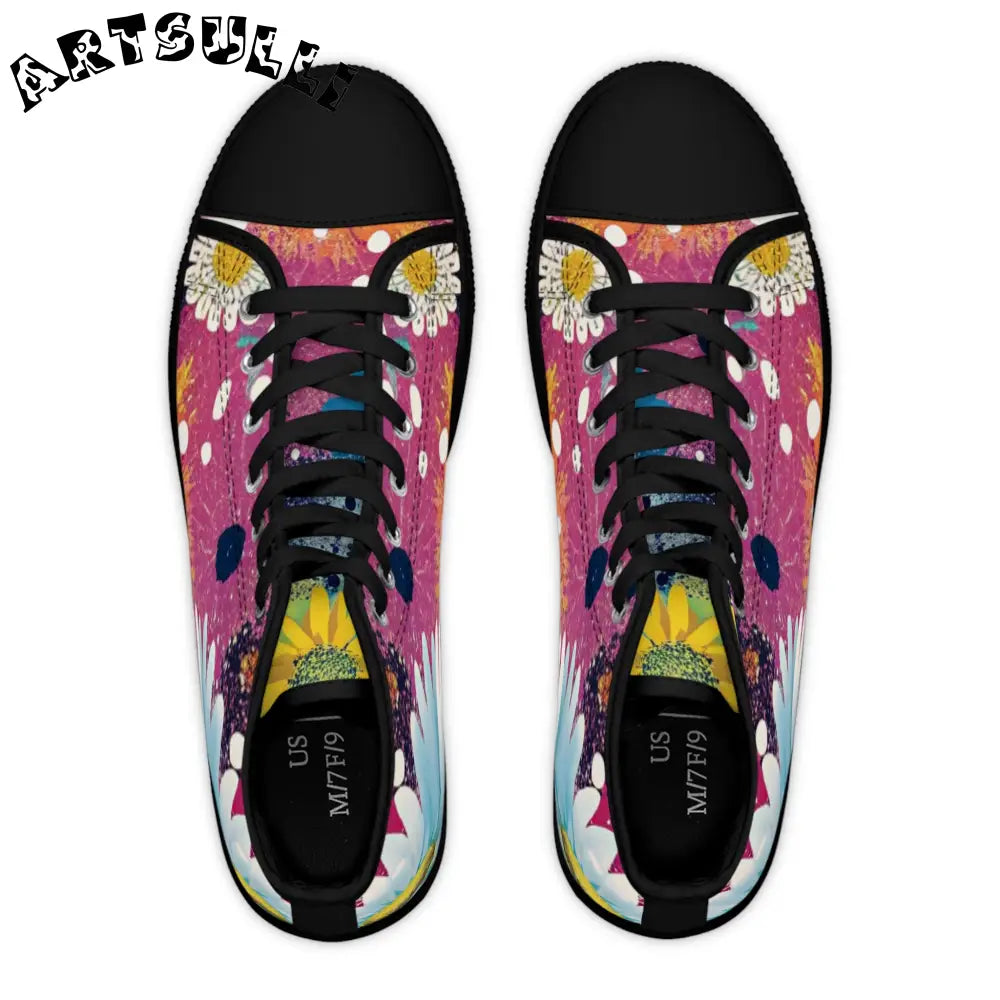 Floral Womens High Top Breathable Polyester Canvas Sneakers, Artsulli - Art is Long, Life is Short, Shoes, , , , , , , 