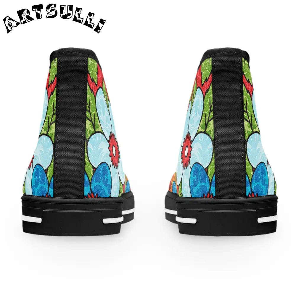 Floral Women’s High Top Breathable Polyester Canvas Sneakers, Artsulli - Art is Long, Life is Short, Shoes, , , , , , , 