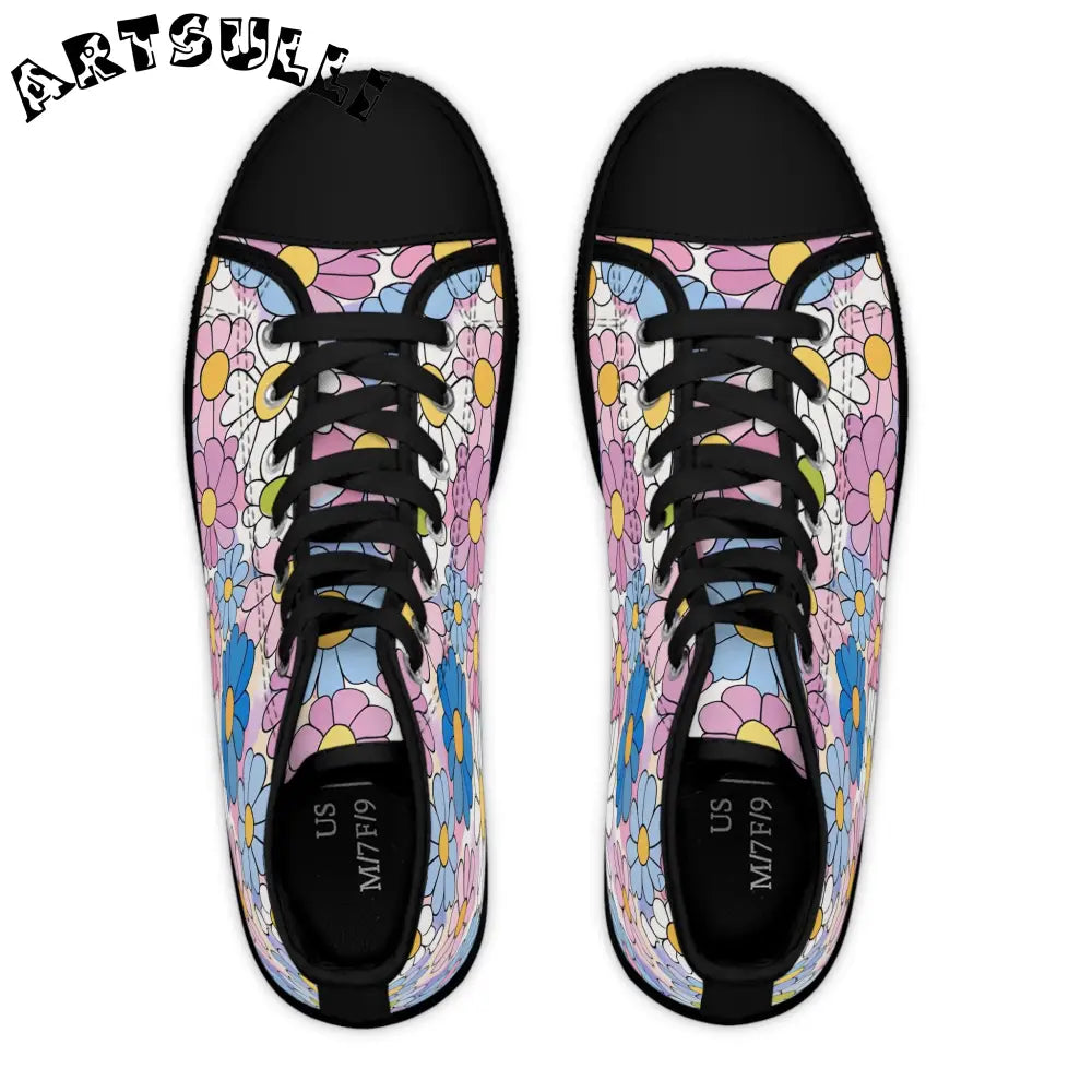 Floral Women’s High Top Breathable Polyester Canvas Sneakers, Artsulli - Art is Long, Life is Short, Shoes, , , , , , , 