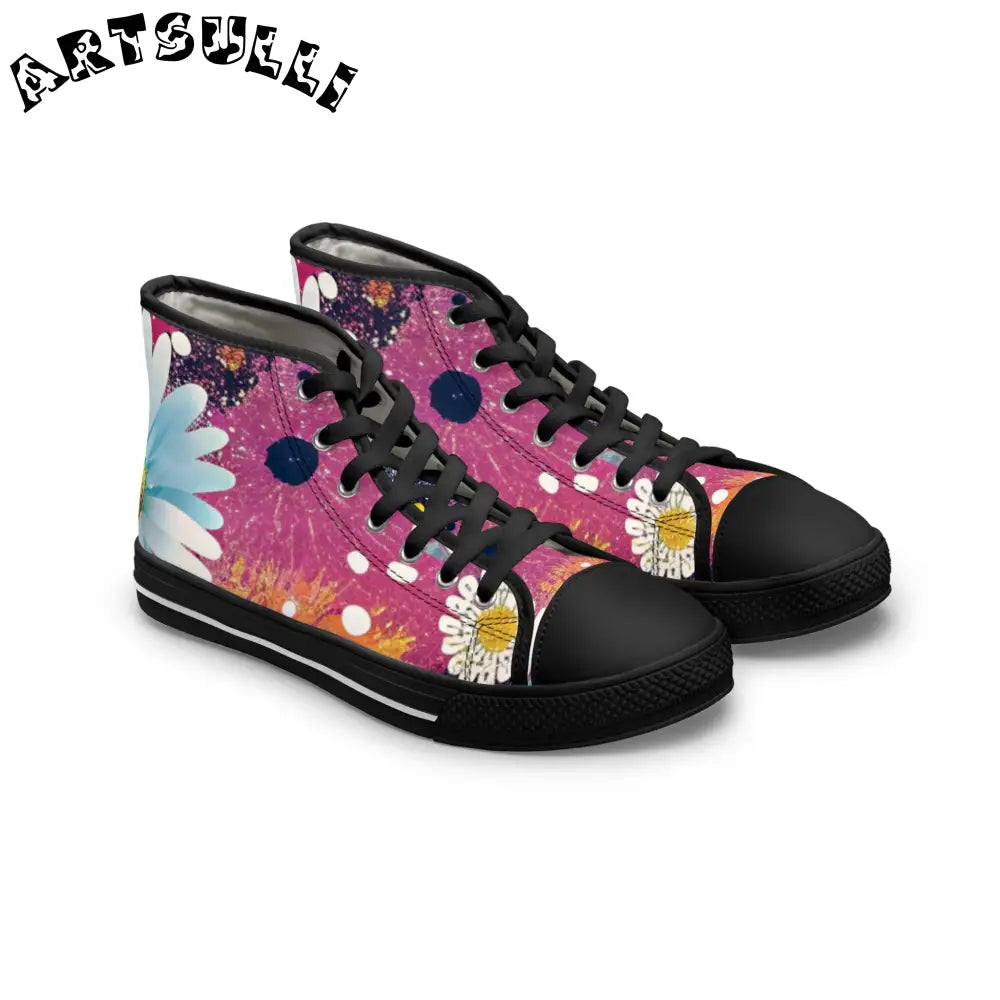 Floral Womens High Top Breathable Polyester Canvas Sneakers, Artsulli - Art is Long, Life is Short, Shoes, Size, US 5.5, Color, Black sole, , , 16651208479078
