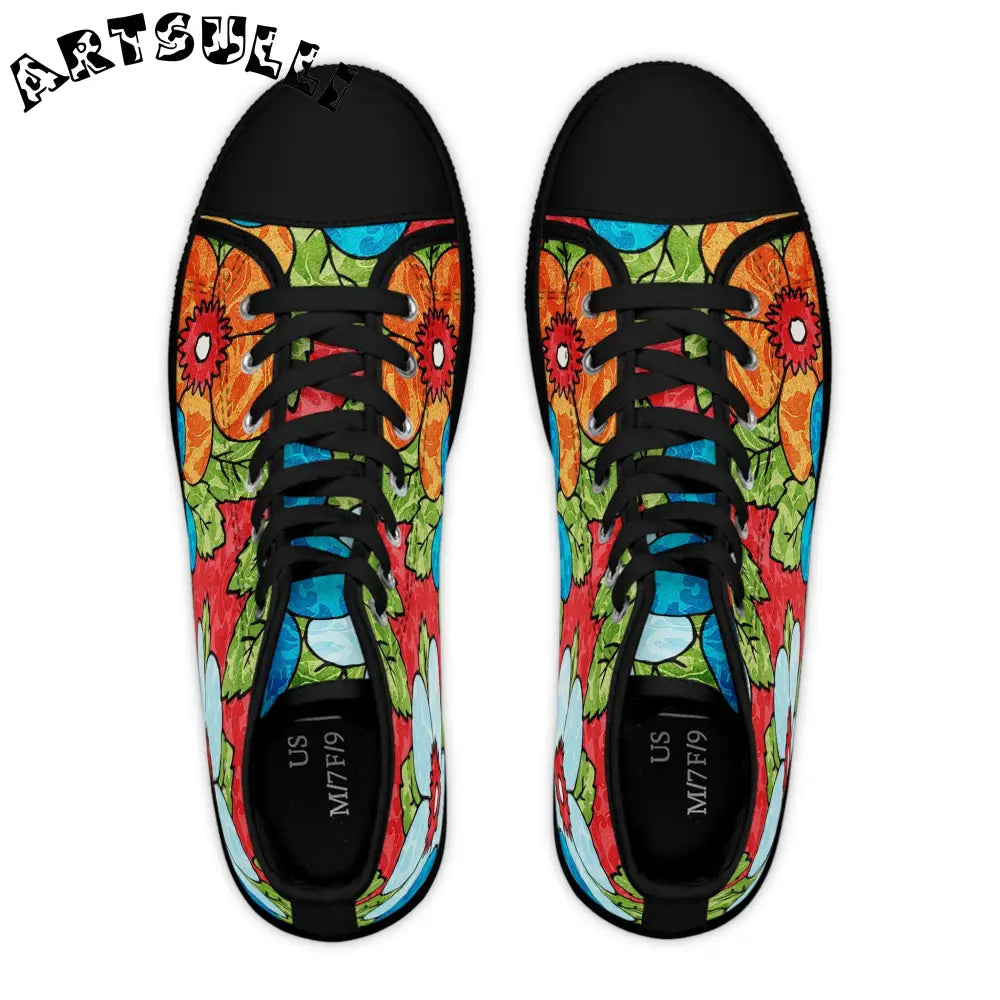 Floral Women’s High Top Breathable Polyester Canvas Sneakers, Artsulli - Art is Long, Life is Short, Shoes, , , , , , , 