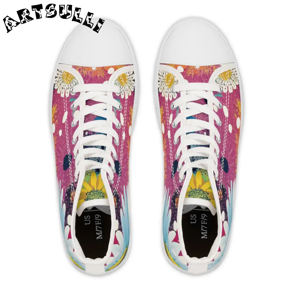 Floral Womens High Top Breathable Polyester Canvas Sneakers, Artsulli - Art is Long, Life is Short, Shoes, , , , , , , 