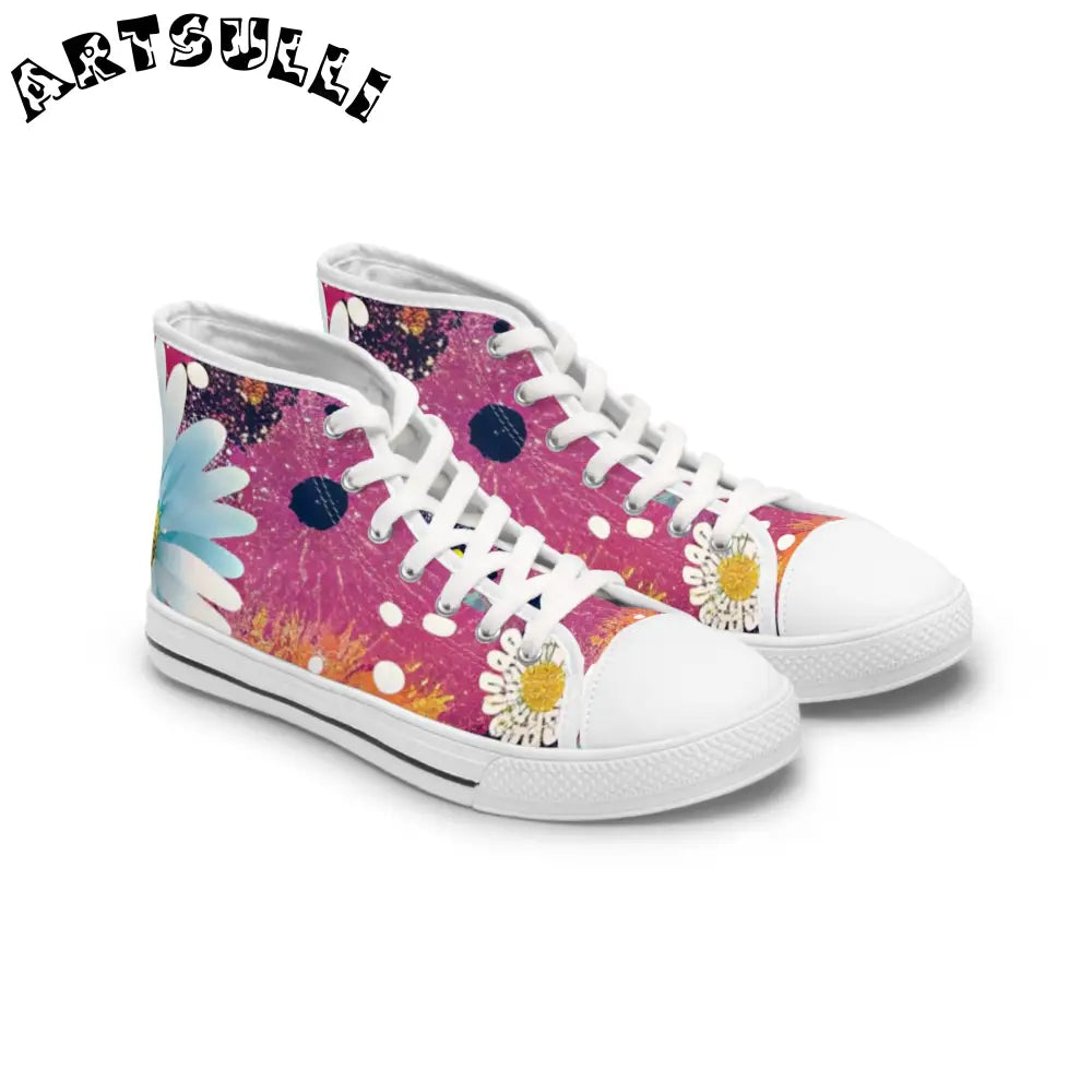 Floral Womens High Top Breathable Polyester Canvas Sneakers, Artsulli - Art is Long, Life is Short, Shoes, Size, US 5.5, Color, White sole, , , 16650004163809