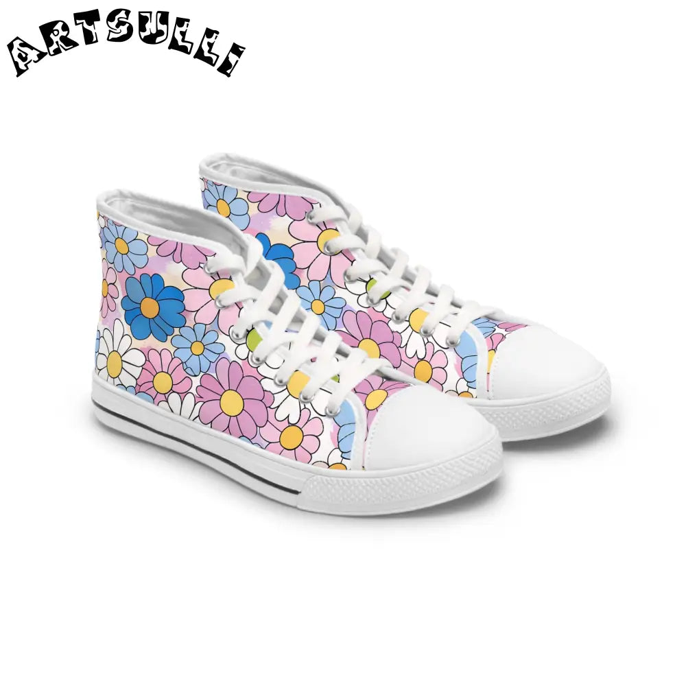 Floral Women’s High Top Breathable Polyester Canvas Sneakers, Artsulli - Art is Long, Life is Short, Shoes, Size, US 5.5, Color, White sole, , , 51454430257271