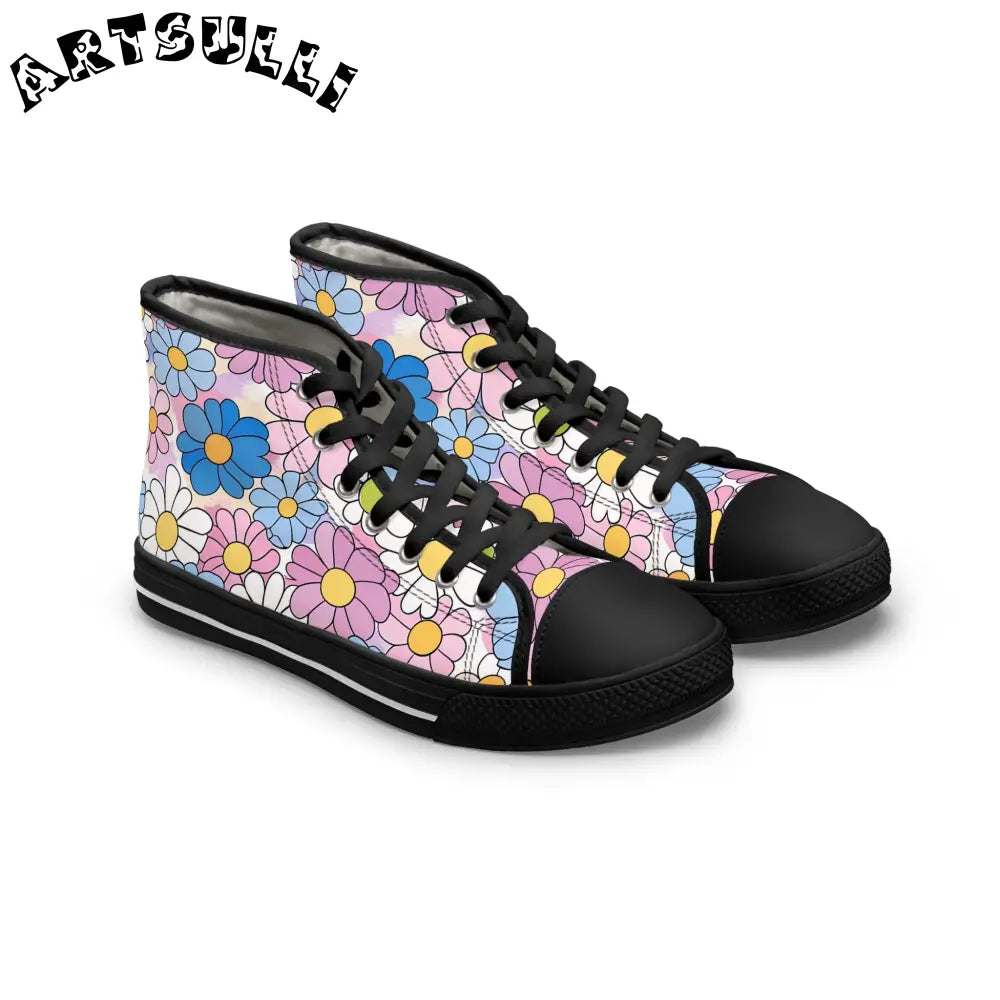 Floral Women’s High Top Breathable Polyester Canvas Sneakers, Artsulli - Art is Long, Life is Short, Shoes, Size, US 5.5, Color, Black sole, , , 51464560790190