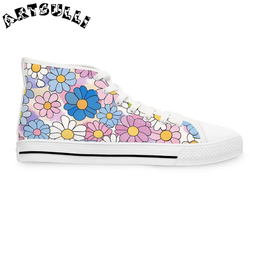 Floral Women’s High Top Breathable Polyester Canvas Sneakers, Artsulli - Art is Long, Life is Short, Shoes, , , , , , , 
