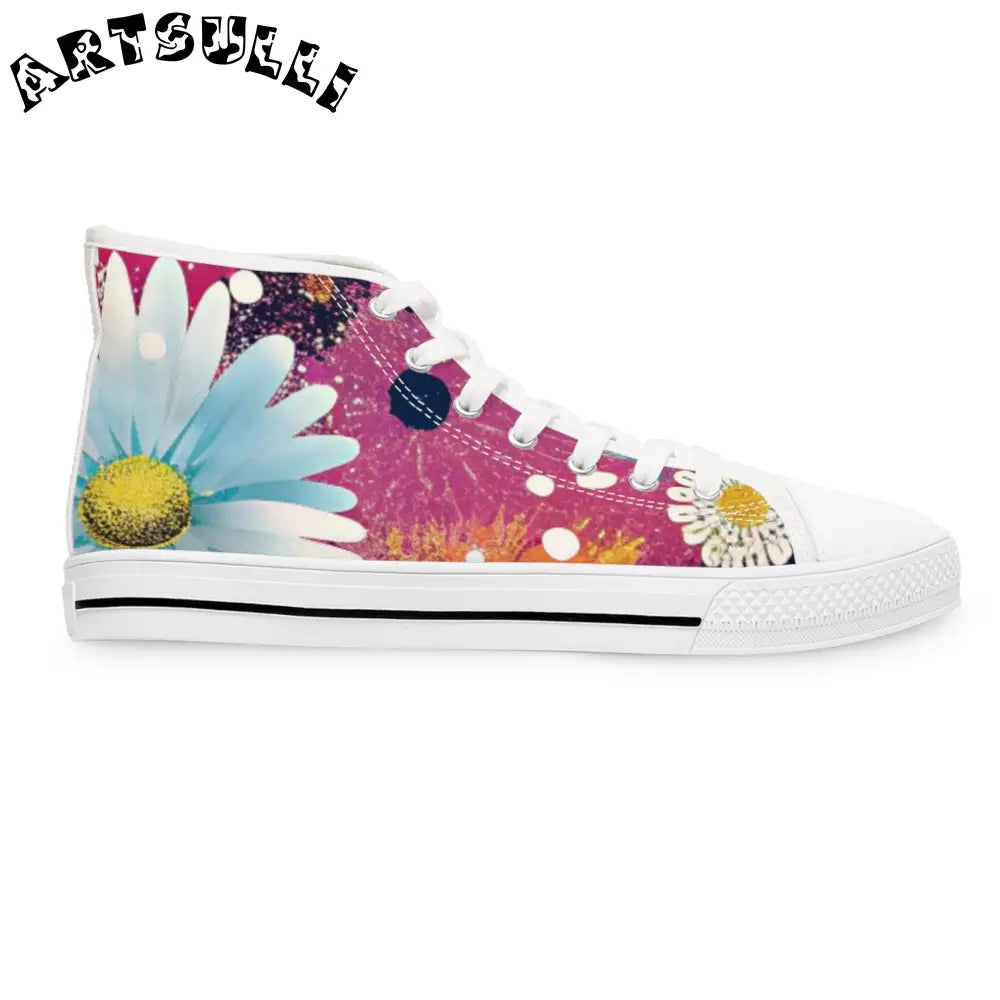Floral Womens High Top Breathable Polyester Canvas Sneakers, Artsulli - Art is Long, Life is Short, Shoes, , , , , , , 