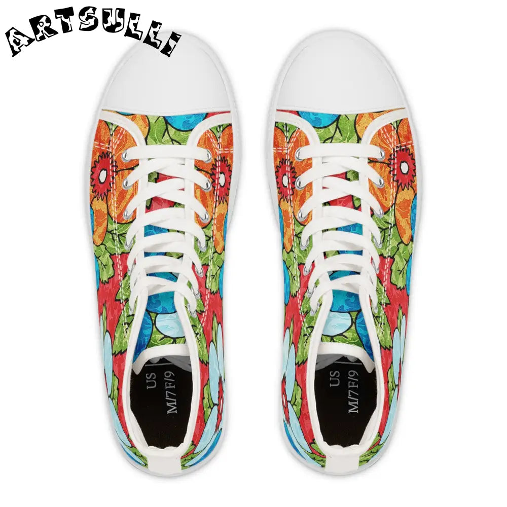 Floral Women’s High Top Breathable Polyester Canvas Sneakers, Artsulli - Art is Long, Life is Short, Shoes, , , , , , , 