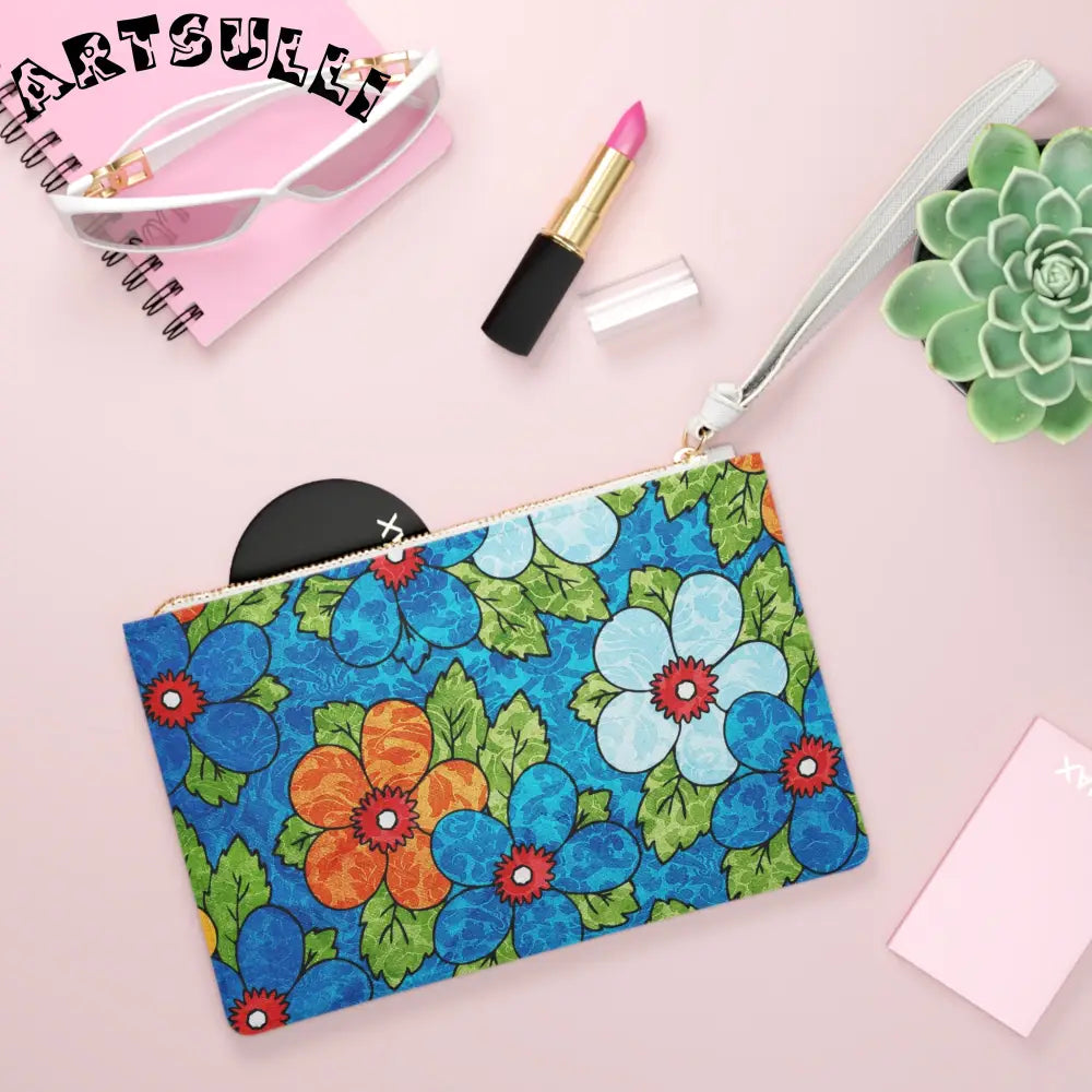 Floral Wristlet Clutch Bag with Lined Internal Pocket, Artsulli - Art is Long, Life is Short, Bags, , , , , , , 