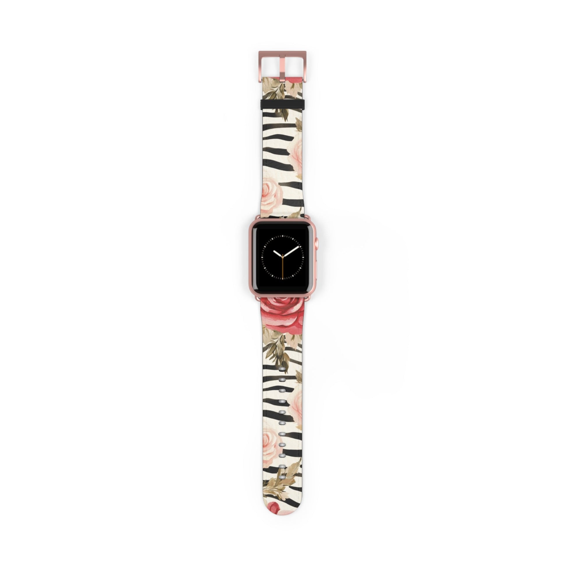 Floral Zebra Print Apple Watch Band, Artsulli - Art is Long, Life is Short, Accessories, Size, 42 - 45 mm, Color, Rose Gold Matte, , , 33960763199411020187