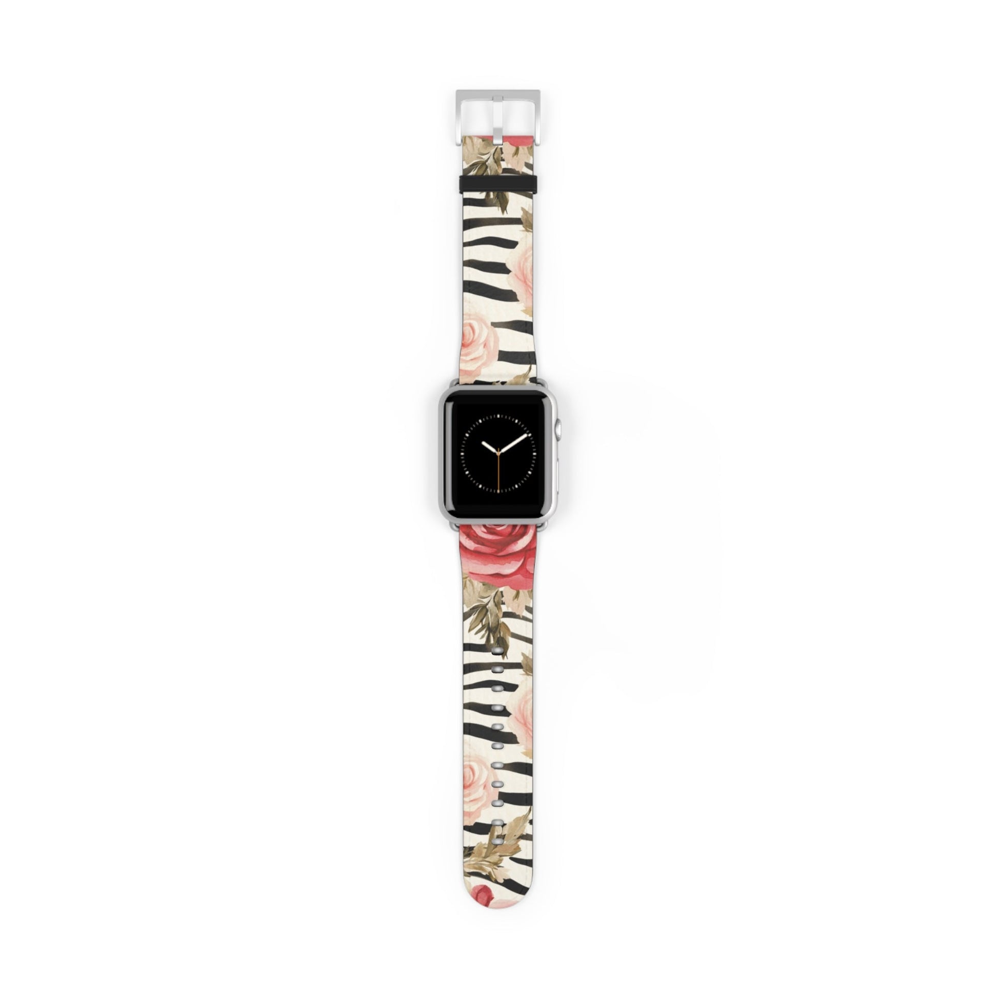 Floral Zebra Print Apple Watch Band, Artsulli - Art is Long, Life is Short, Accessories, Size, 42 - 45 mm, Color, Silver Matte, , , 98518807175633665780