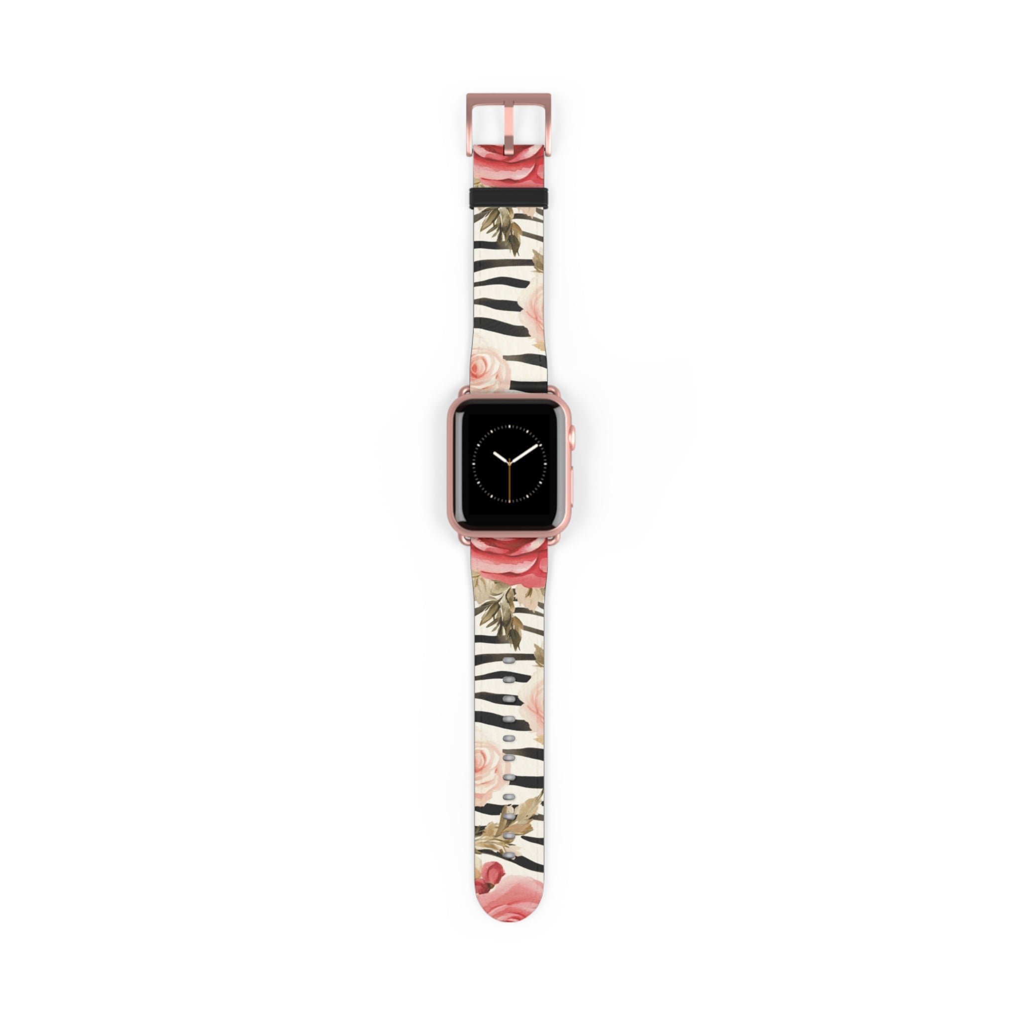 Floral Zebra Print Apple Watch Band, Artsulli - Art is Long, Life is Short, Accessories, Size, 38 - 41 mm, Color, Rose Gold Matte, , , 54226853407537695692