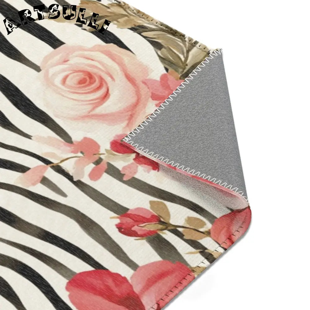 Floral Zebra Print Area Rug, Artsulli - Art is Long, Life is Short, Home Decor, , , , , , , 