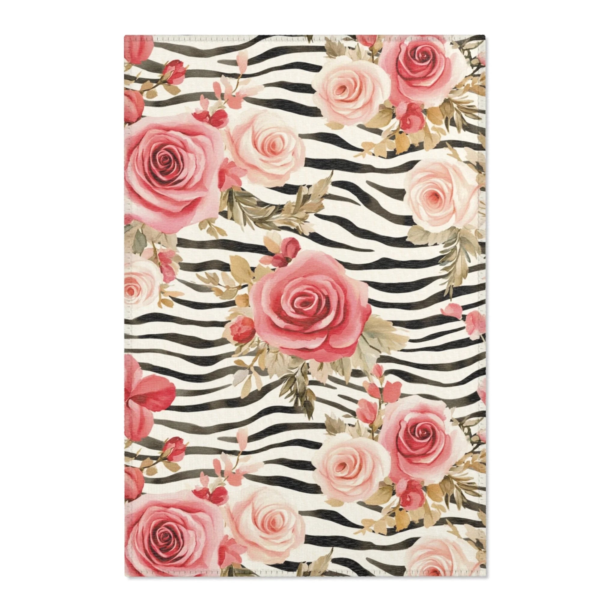 JAKKOUTTHEBXX Floral Zebra Print Area Rug 2025